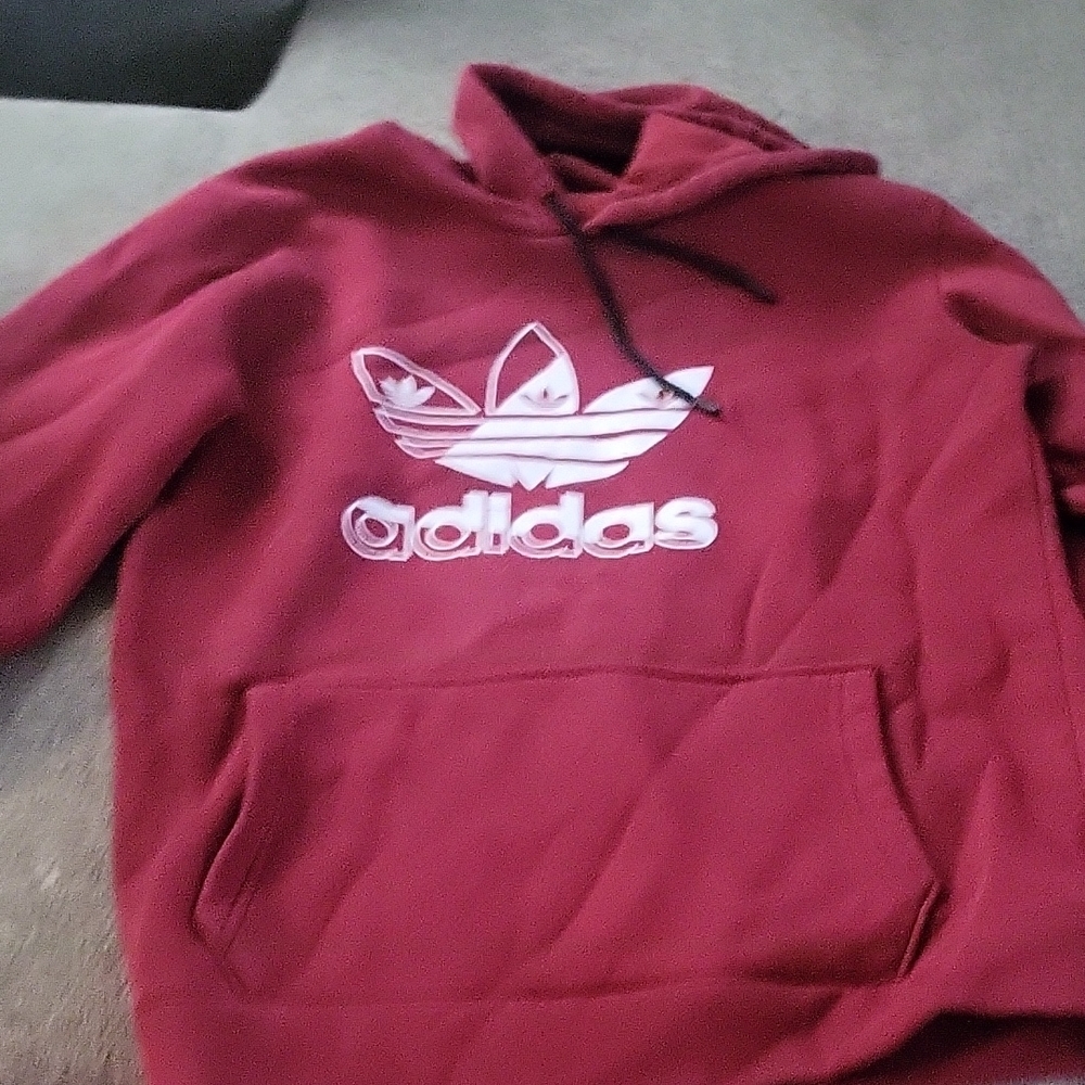 Adidas Maroon Hoodie with White Logo